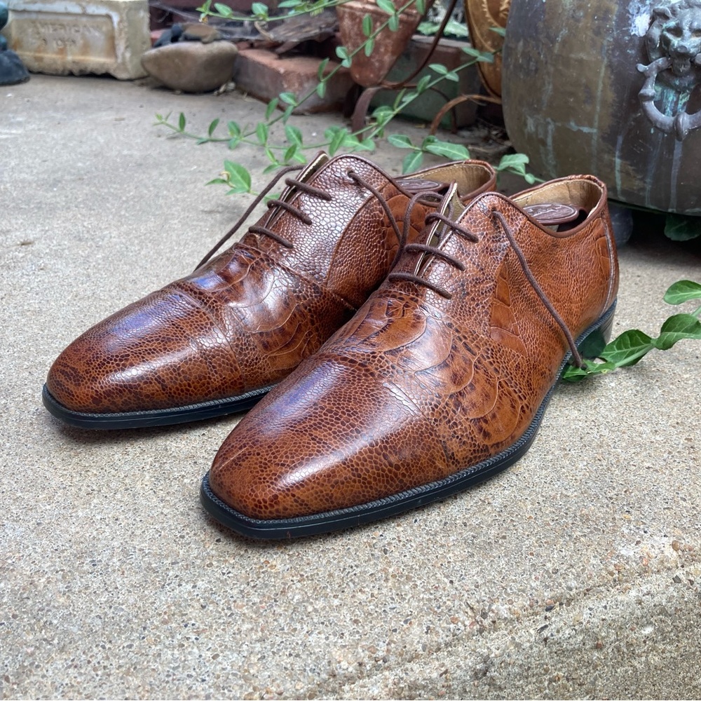 Vintage Florsheim Men’s Oxford Brown Croc Reptile Leather Dress Shoes, Size 10 D